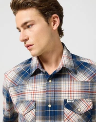 Wrangler Langarmhemd WESTERN SHIRT Creme/Blau/Beige/Hellblau