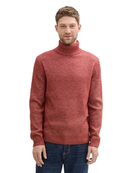 TOM TAILOR Rollkragenpullover mit Rollkragen Rot/Dunkelrot/Braun