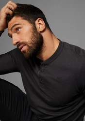 H.I.S Henleyshirt mit Knopfleiste Dunkelrot/Braun/Bordeaux/Dunkelgrau