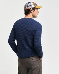 Gant Strickpullover COTTON CABLE C-NECK Dunkel Jeansblau