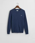 Gant Strickpullover COTTON CABLE C-NECK Dunkel Jeansblau