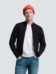 NO EXCESS Strickpullover Cardigan Regular Fit Schwarz/Dunkelblau