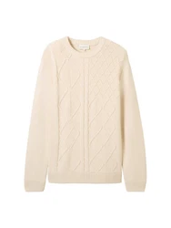 TOM TAILOR Pullover Creme/Weiß/Beige/Khaki
