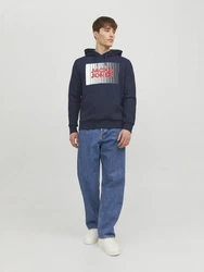 Jack & Jones Sweatshirt Hoodie CORP JJECORP LOGO Dunkelblau/Hellblau/Schwarz