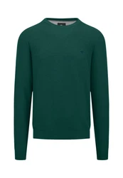 FYNCH-HATTON Strickpullover O-Neck Structure Dunkelgrün/Türkis/Grün