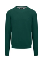 FYNCH-HATTON Strickpullover O-Neck Structure Dunkelgrün/Türkis/Grün