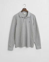 GANT Poloshirt REGULAR SHIELD LONGSLEEVE PIQUE RUGGER graumeliert/Grau/grau