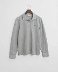 GANT Poloshirt REGULAR SHIELD LONGSLEEVE PIQUE RUGGER graumeliert/Grau/grau