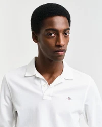 GANT Poloshirt REGULAR SHIELD LONGSLEEVE PIQUE RUGGER Weiß/Creme