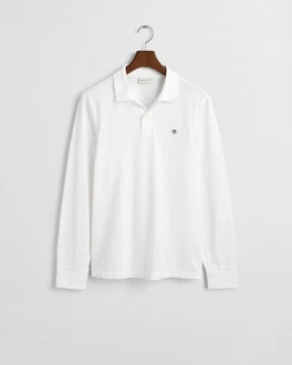 GANT Poloshirt REGULAR SHIELD LONGSLEEVE PIQUE RUGGER Weiß/Creme