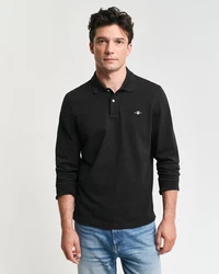 GANT Poloshirt REGULAR SHIELD LONGSLEEVE PIQUE RUGGER Schwarz