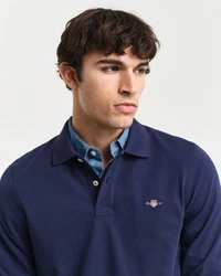 GANT Poloshirt REGULAR SHIELD LONGSLEEVE PIQUE RUGGER Dunkelblau/Hellblau/Blau