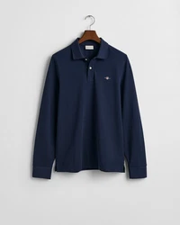 GANT Poloshirt REGULAR SHIELD LONGSLEEVE PIQUE RUGGER Dunkelblau/Hellblau/Blau