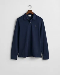 GANT Poloshirt REGULAR SHIELD LONGSLEEVE PIQUE RUGGER Dunkelblau/Hellblau/Blau