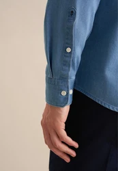 seidensticker Langarmhemd Regular-Fit Jeanshemd Dunkelblau/Blau/Hellblau