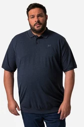 Men Plus Poloshirt Bauchfit Basic Piqu Halbarm Dunkelblau/Blau