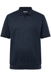 Men Plus Poloshirt Bauchfit Basic Piqu Halbarm Dunkelblau/Blau