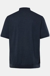 Men Plus Poloshirt Bauchfit Basic Piqu Halbarm Dunkelblau/Blau
