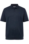 Men Plus Poloshirt Bauchfit Basic Piqu Halbarm Dunkelblau/Blau
