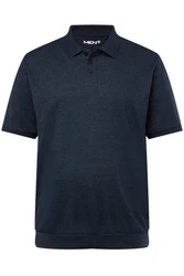 Men Plus Poloshirt Bauchfit Basic Piqu Halbarm Dunkelblau/Blau