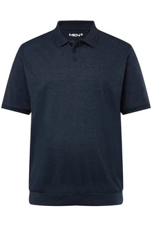 Men Plus Poloshirt Bauchfit Basic Piqu Halbarm Dunkelblau/Blau