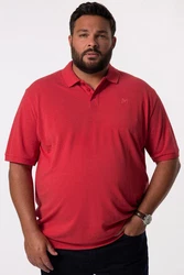 Men Plus Poloshirt Bauchfit Basic Piqu Halbarm Rot/Dunkelrot