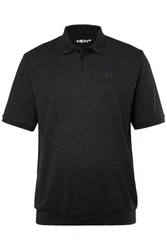 Men Plus Poloshirt Bauchfit Basic Piqu Halbarm Dunkelgrau/Grau/Rot