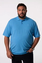 Men Plus Poloshirt Bauchfit Basic Piqu Halbarm Hellblau/Blau