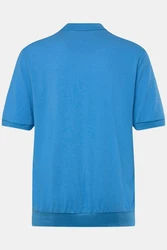 Men Plus Poloshirt Bauchfit Basic Piqu Halbarm Hellblau/Blau