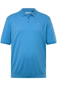 Men Plus Poloshirt Bauchfit Basic Piqu Halbarm Hellblau/Blau