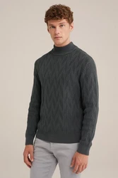 WE Fashion Sweater Dunkelgrau/Dunkelgrün/Schwarz/Grau