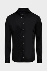 Van Laack Langarmhemd Tailor-Fit Jersey Hemd PER-L Schwarz