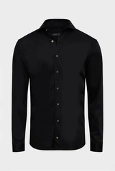 Van Laack Langarmhemd Tailor-Fit Jersey Hemd PER-L Schwarz