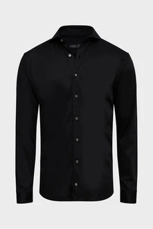 Van Laack Langarmhemd Tailor-Fit Jersey Hemd PER-L Schwarz