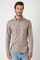 DESOTO Langarmhemd Slim-Fit Hemd Lila/Rot/Beige/Rosa