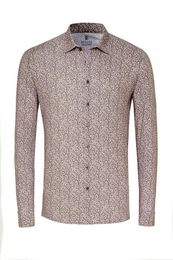Langarmhemd Slim-Fit Hemd Allover Muster - Slim Fit