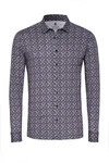 DESOTO Langarmhemd Slim-Fit Hemd Dunkelblau/Lila/Hellblau