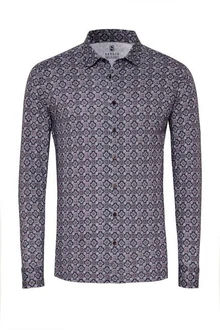 DESOTO Langarmhemd Slim-Fit Hemd Dunkelblau/Lila/Hellblau