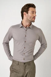 DESOTO Langarmhemd Slim-Fit Hemd Lila/Beige/Grau/Braun/Khaki