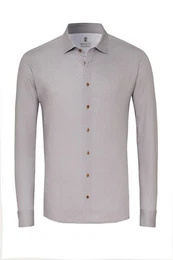 Langarmhemd Slim-Fit Hemd Allover Muster - Slim Fit