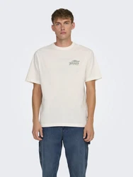ONLY & SONS Kurzarmshirt T-Shirt Bowen Comfort Fit Khaki/Creme/Grau/Beige/Weiß