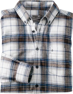 HENSON&HENSON Flanellhemd Blau/Hellblau/Grau
