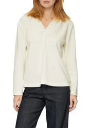 s.Oliver BLACK LABEL Strickpullover Kapuzenshirt Regular Fit Weiß/Khaki/Creme