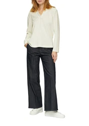 s.Oliver BLACK LABEL Strickpullover Kapuzenshirt Regular Fit Weiß/Khaki/Creme