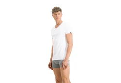 PUMA T-Shirt Herren Basic V-Neck Weiß/Schwarz
