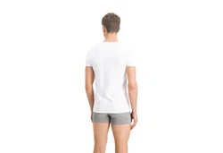 PUMA T-Shirt Herren Basic V-Neck Weiß/Schwarz