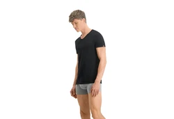 PUMA T-Shirt Herren Basic V-Neck Schwarz/Dunkelblau
