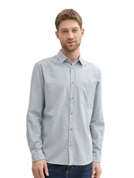 TOM TAILOR Kurzarmshirt Regular-Fit Hemd Grau/Hellblau/Blau