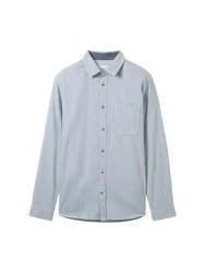 TOM TAILOR Kurzarmshirt Regular-Fit Hemd Grau/Hellblau/Blau