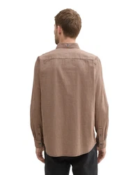 TOM TAILOR Kurzarmshirt Regular-Fit Hemd Braun/Khaki